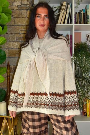 Nora Knit Shawl Oatmeal